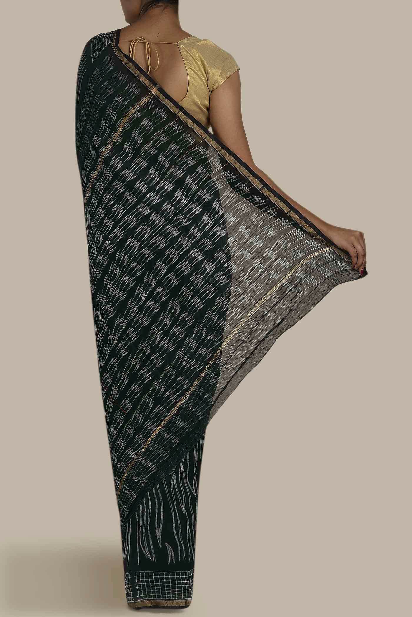 Black Chanderi Silk Cotton Saree