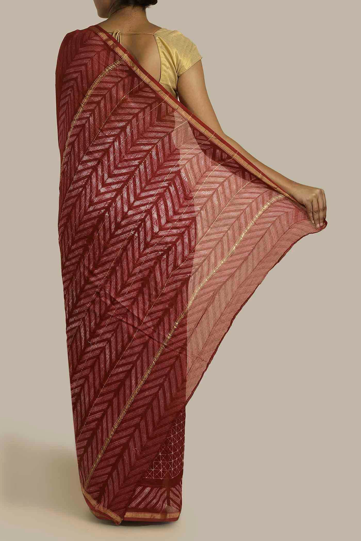 Red Chanderi Silk Cotton Saree