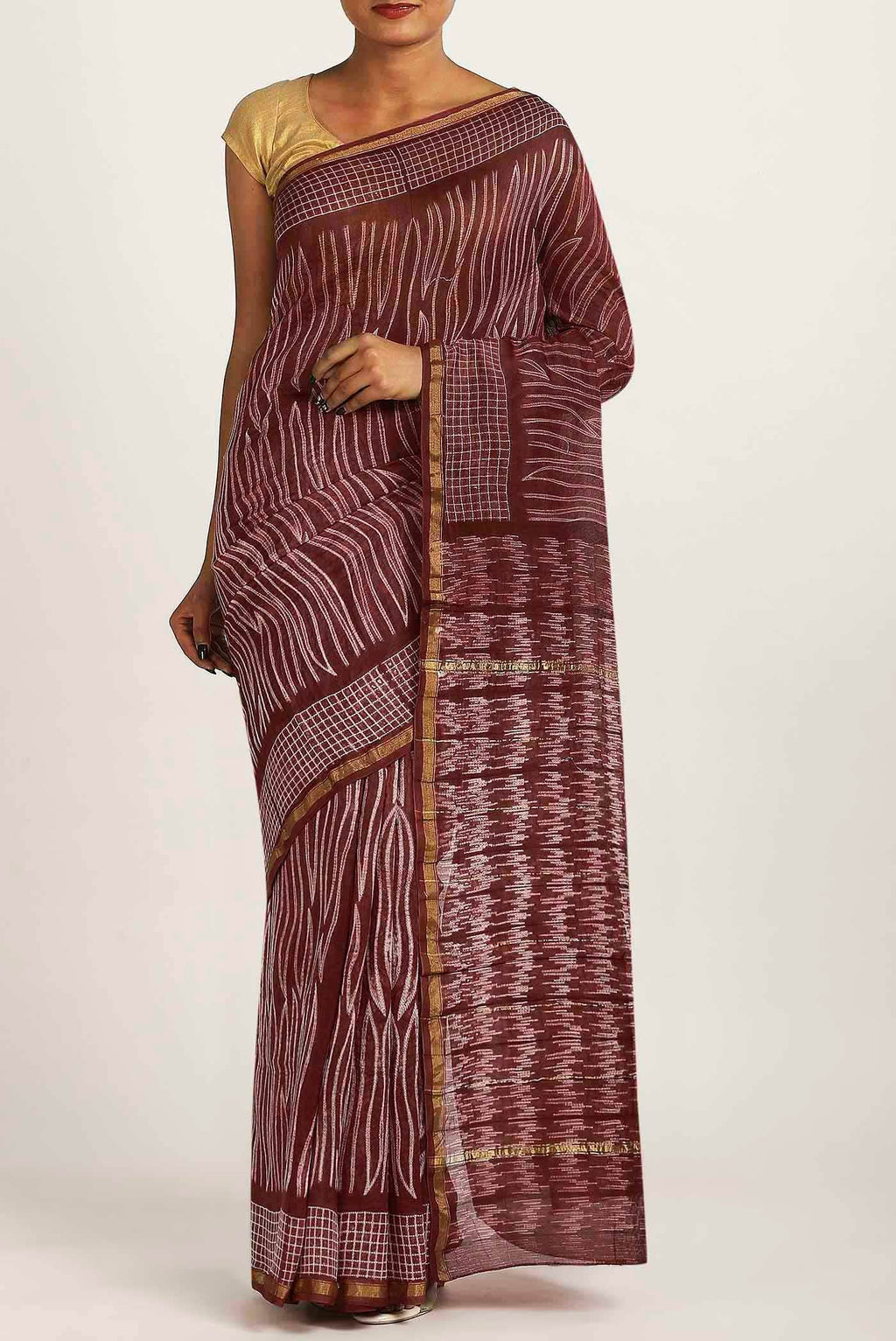 Maroon Chanderi Silk Cotton Saree