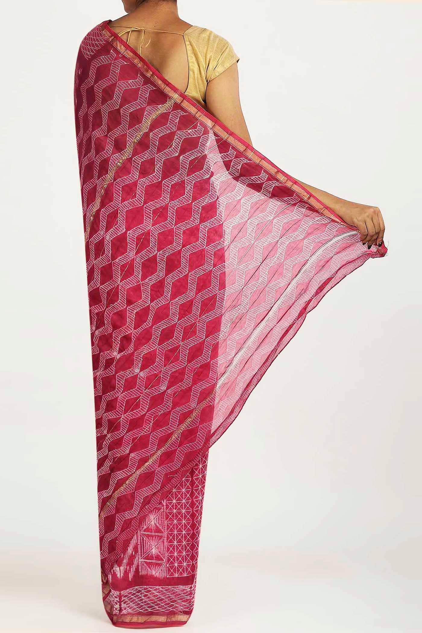 Pink Chanderi Silk Cotton Saree
