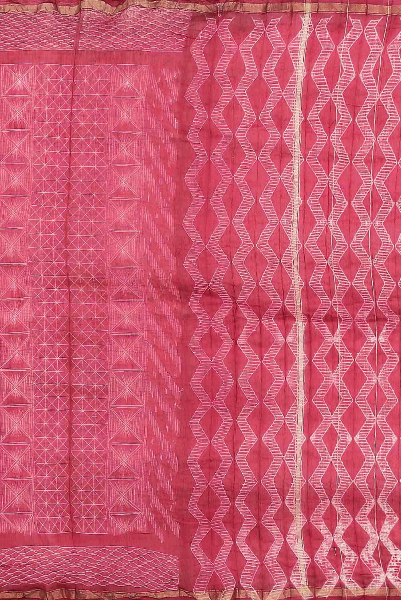 Pink Chanderi Silk Cotton Saree