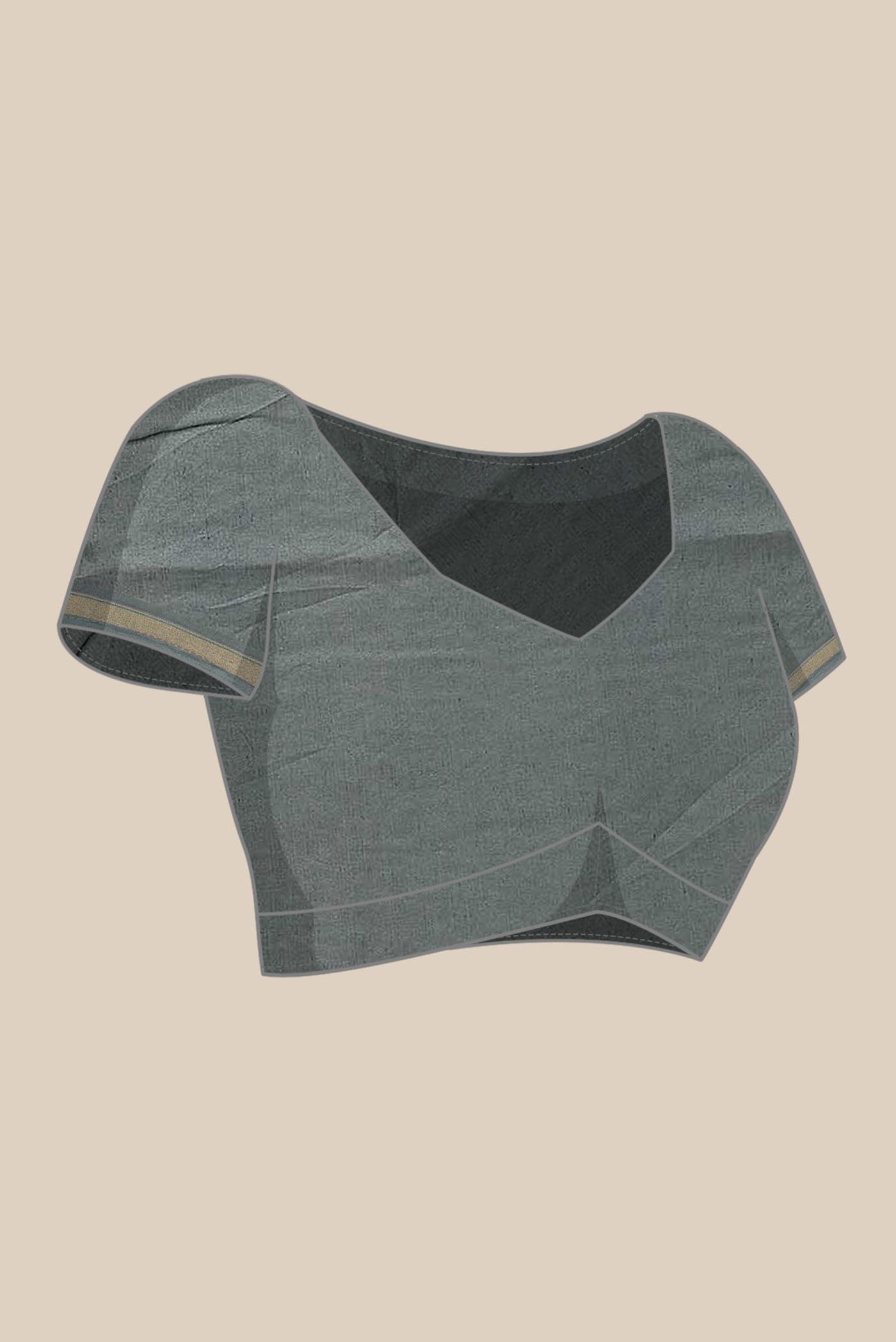 Grey Chanderi Silk Cotton Saree