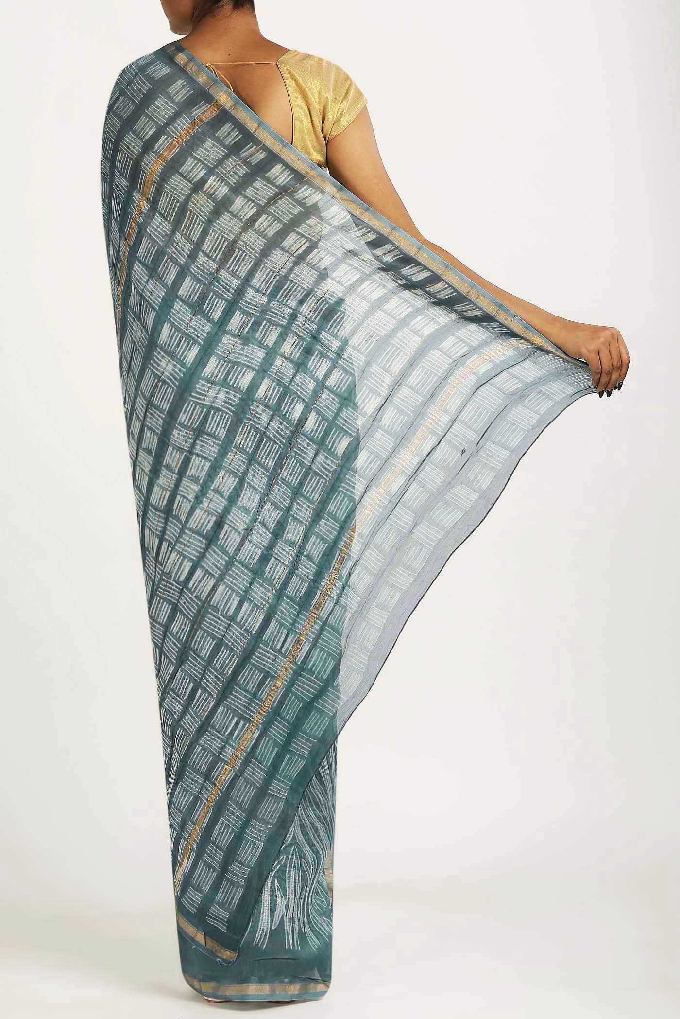 Grey Chanderi Silk Cotton Saree