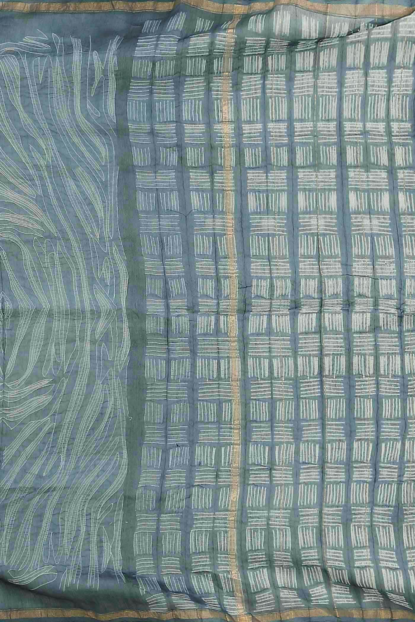 Grey Chanderi Silk Cotton Saree