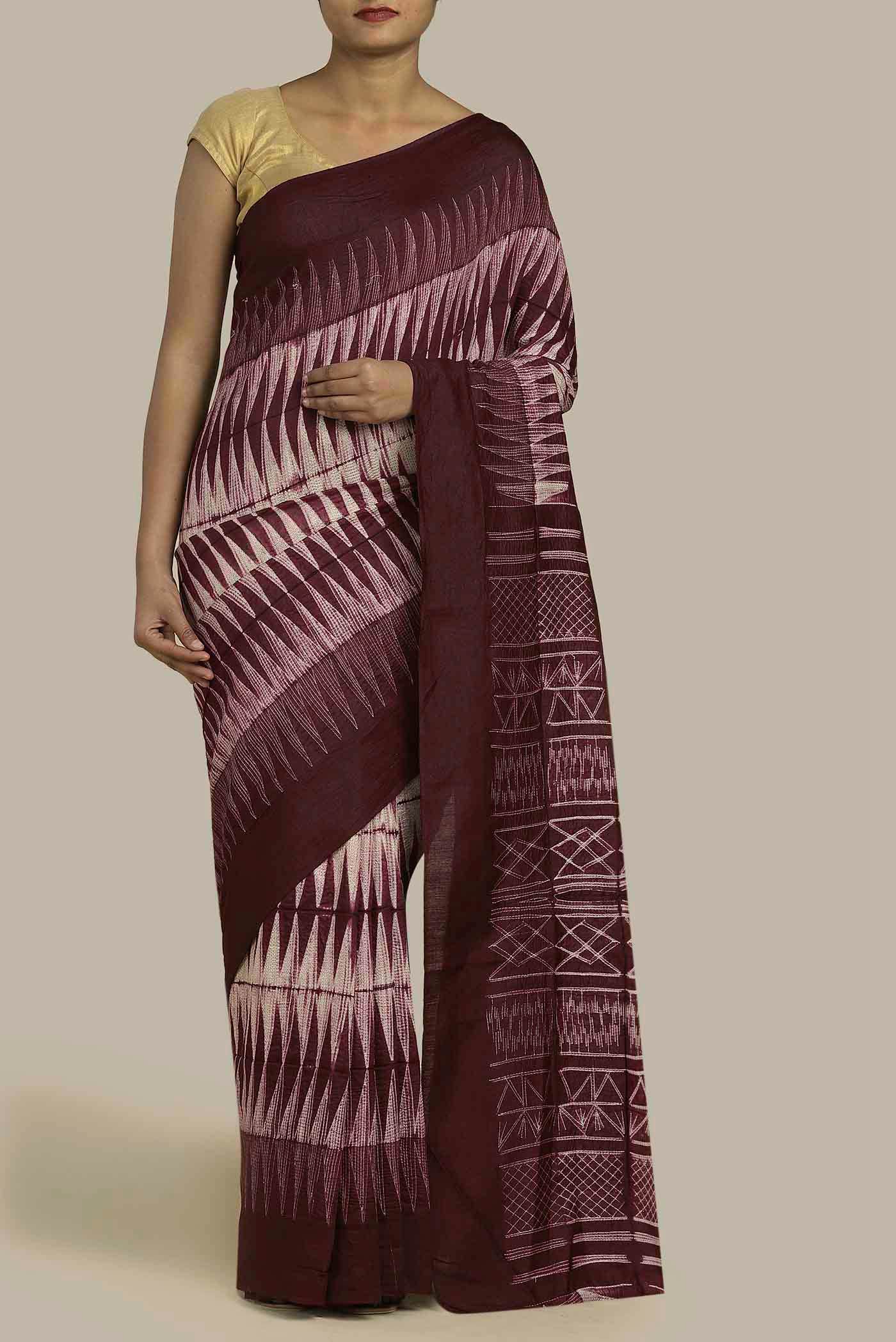 Brown Chanderi Silk Cotton Saree
