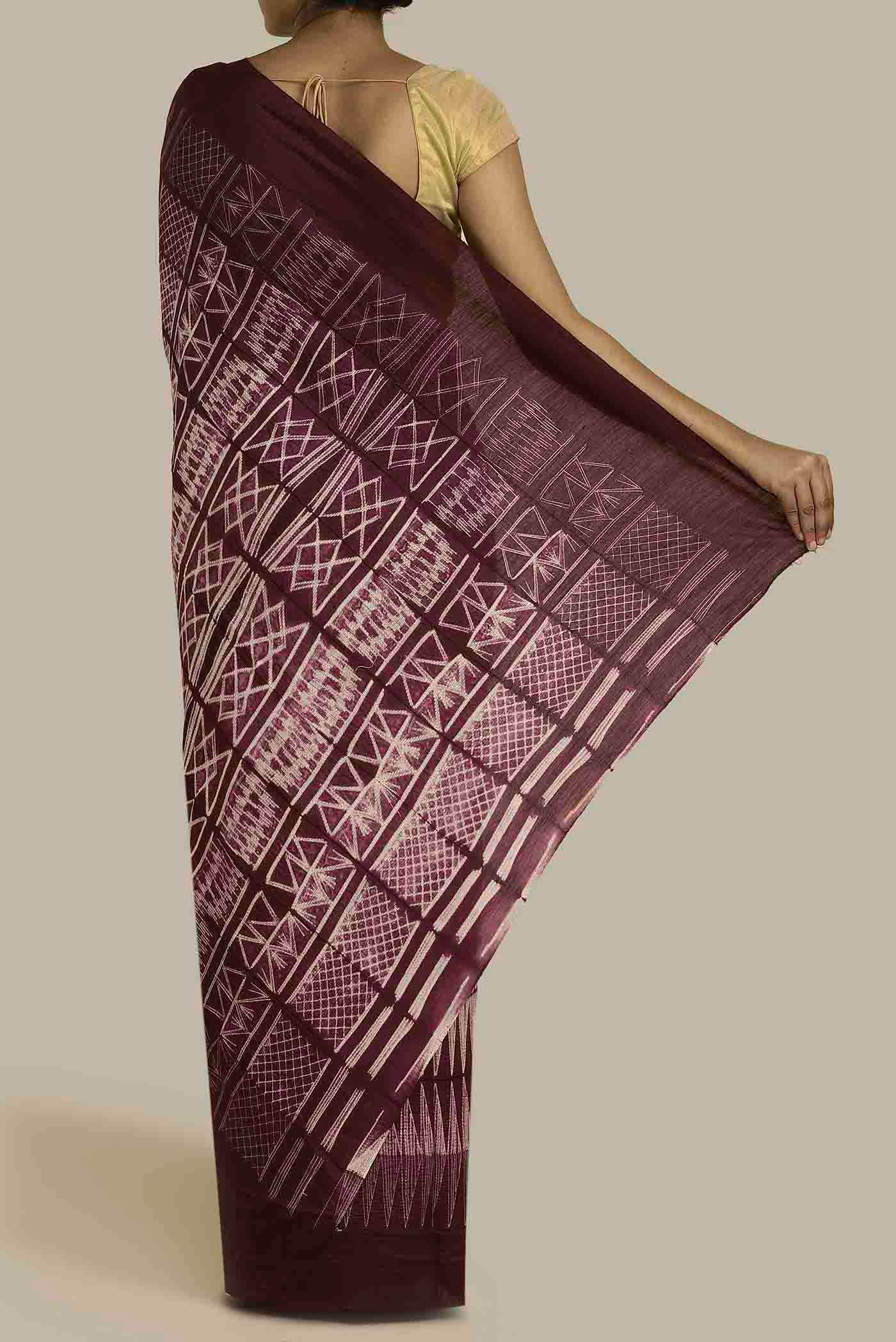 Brown Chanderi Silk Cotton Saree