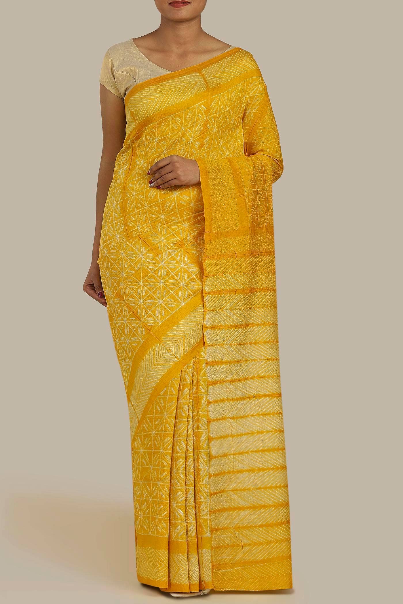 Yellow Chanderi Silk Cotton Saree