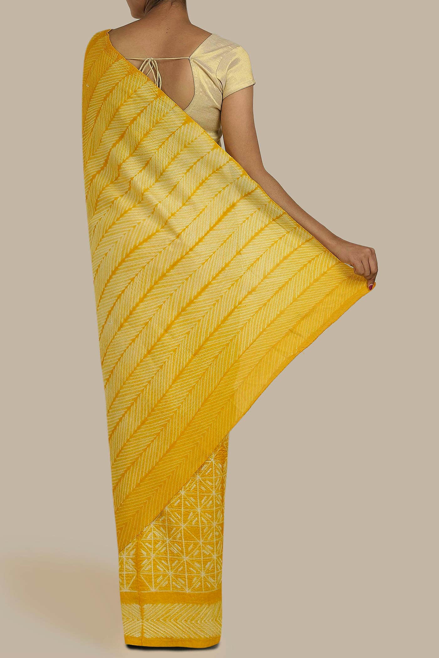 Yellow Chanderi Silk Cotton Saree