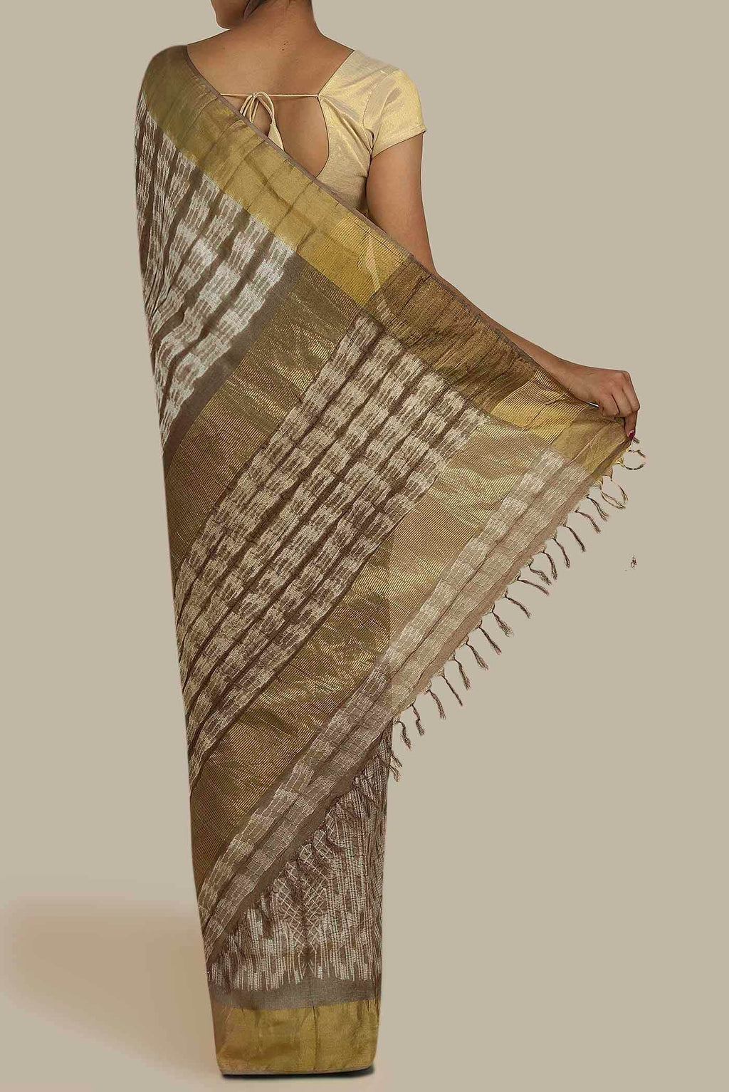 Brown Chanderi Silk Cotton Saree