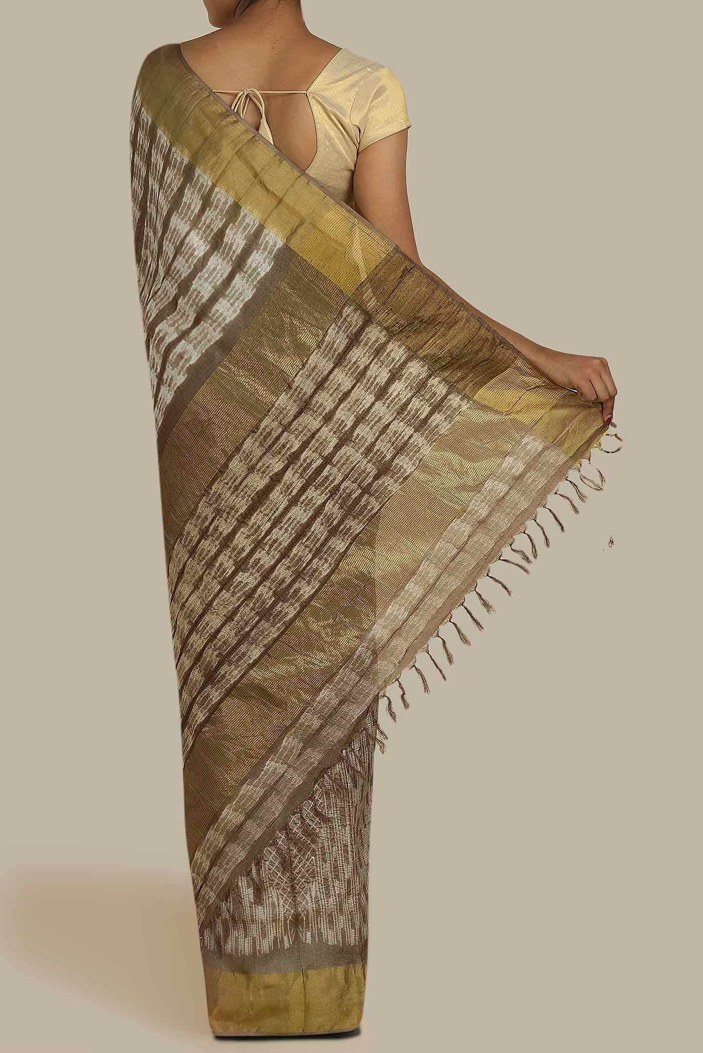 Brown Chanderi Silk Cotton Saree