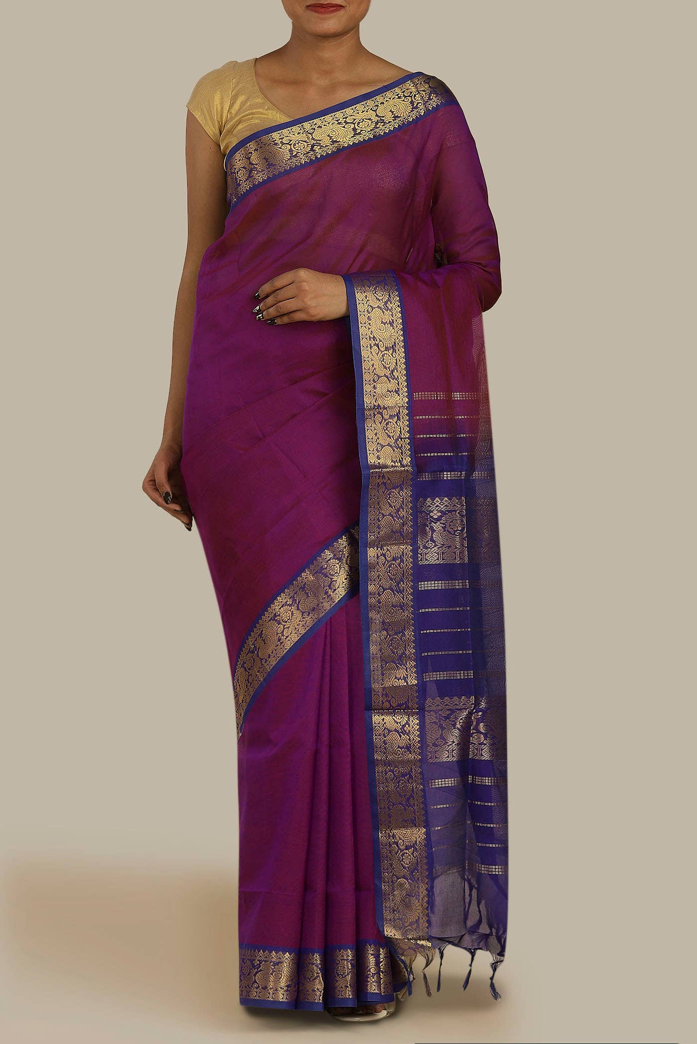 Purple Silk Cotton Saree
