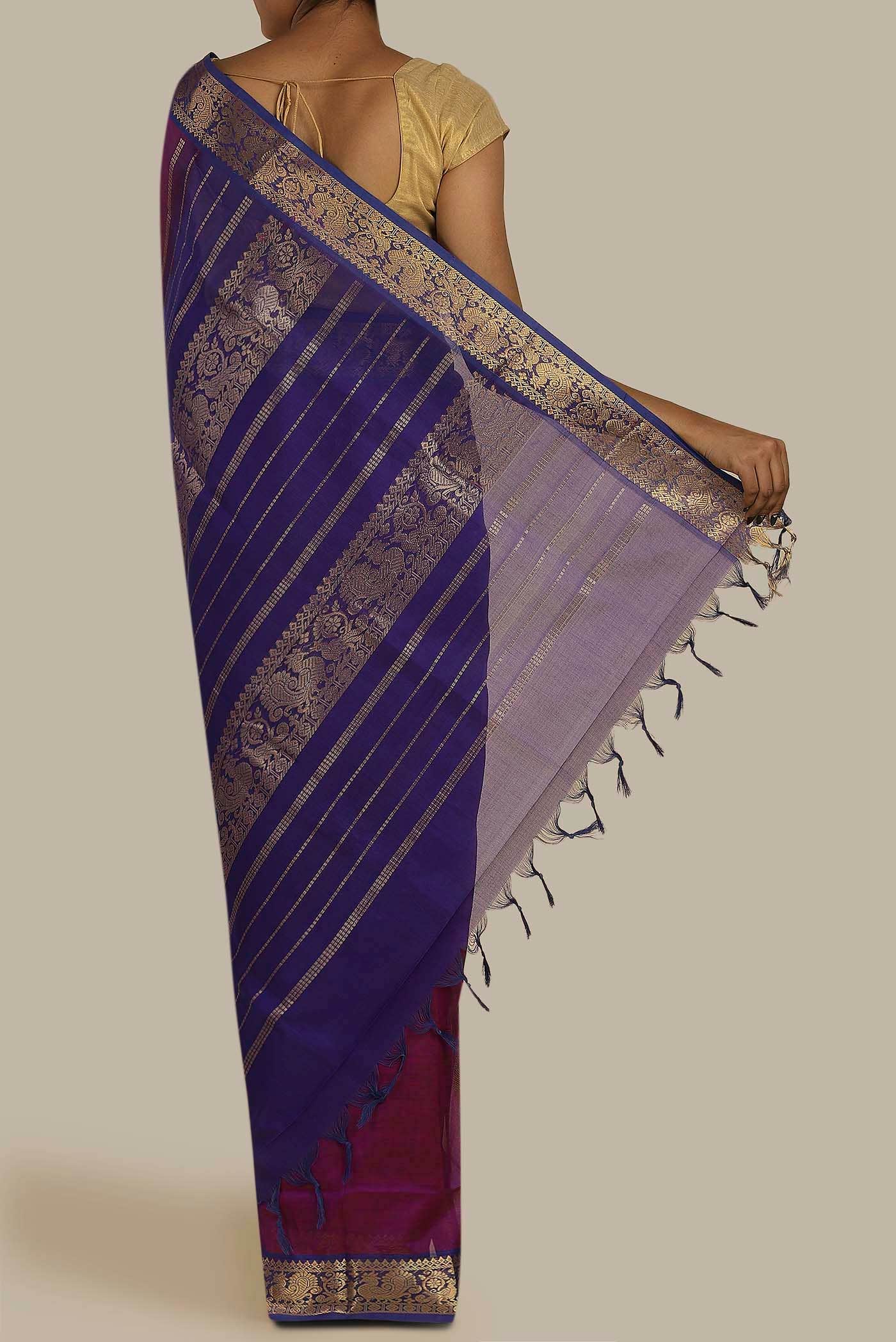 Purple Silk Cotton Saree