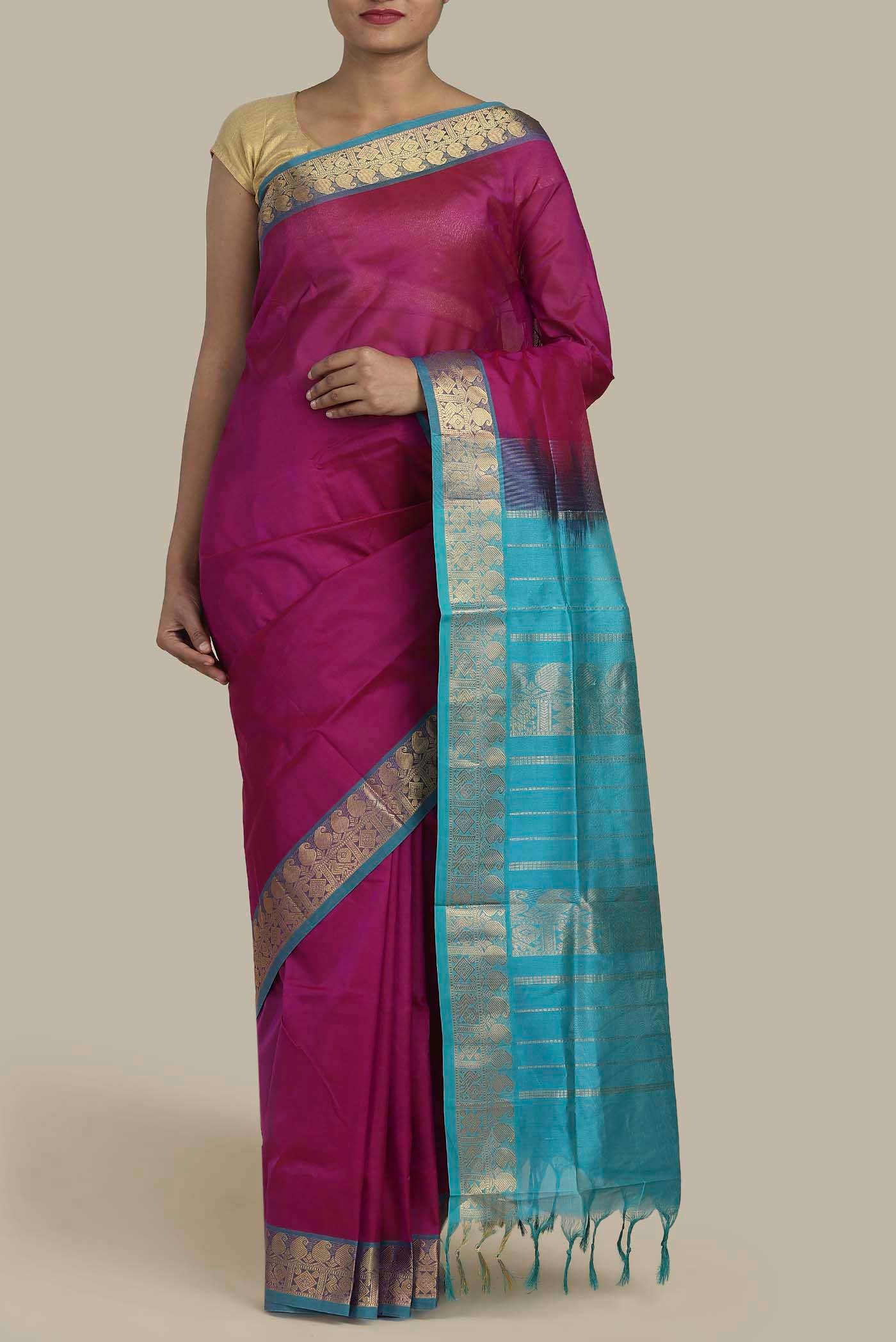 Pink Silk Cotton Saree