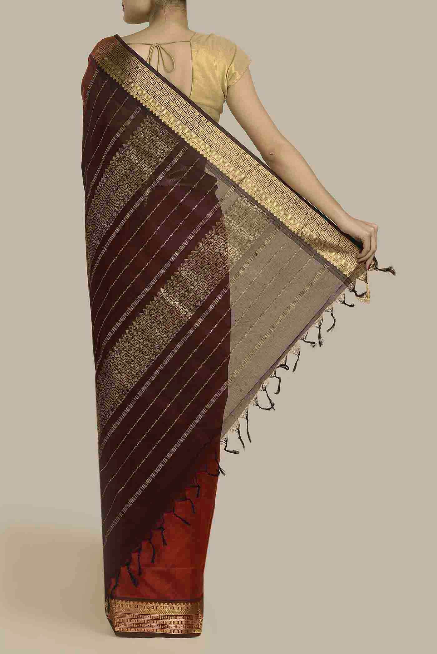 Orange Silk Cotton Saree
