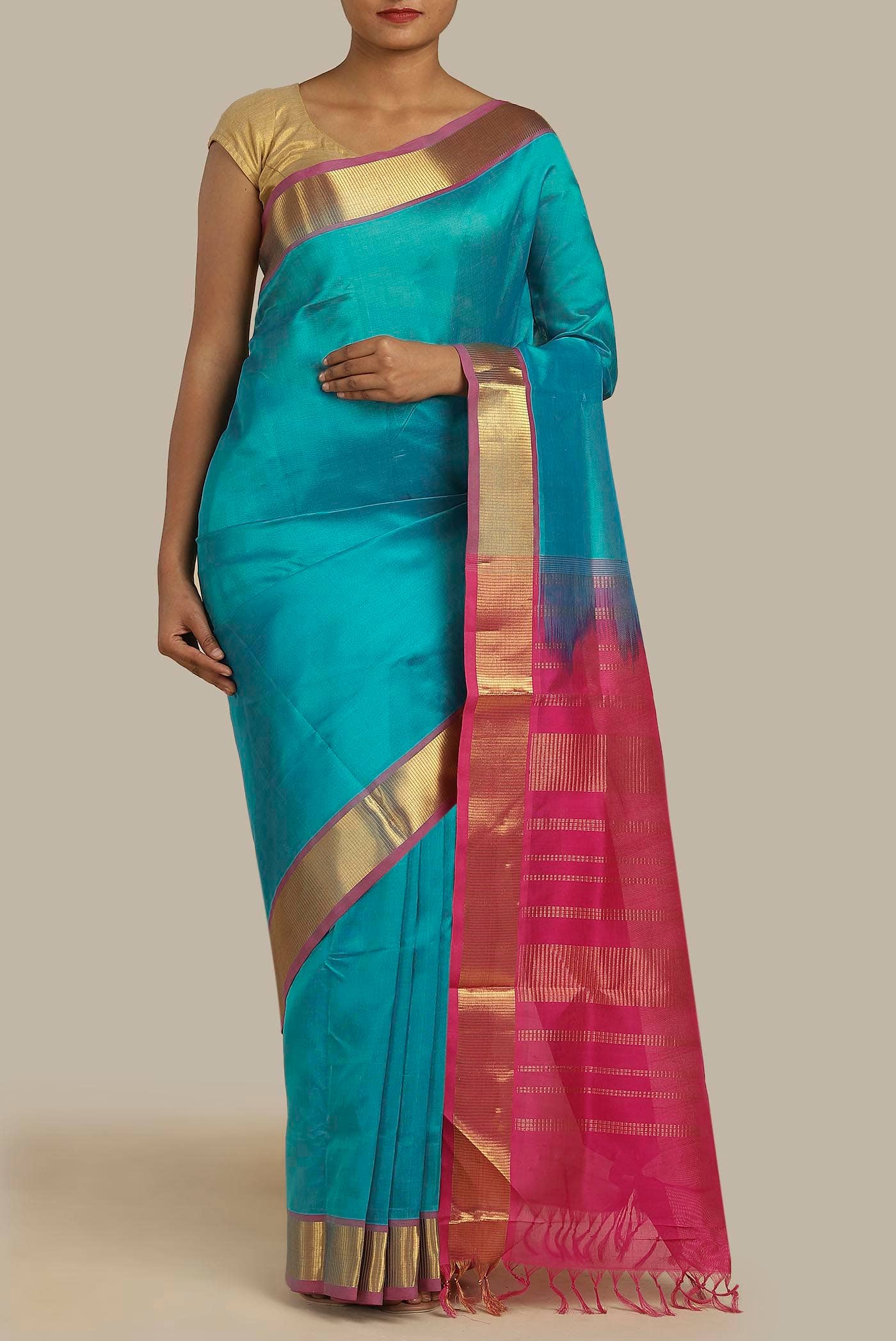 Blue Silk Cotton Saree