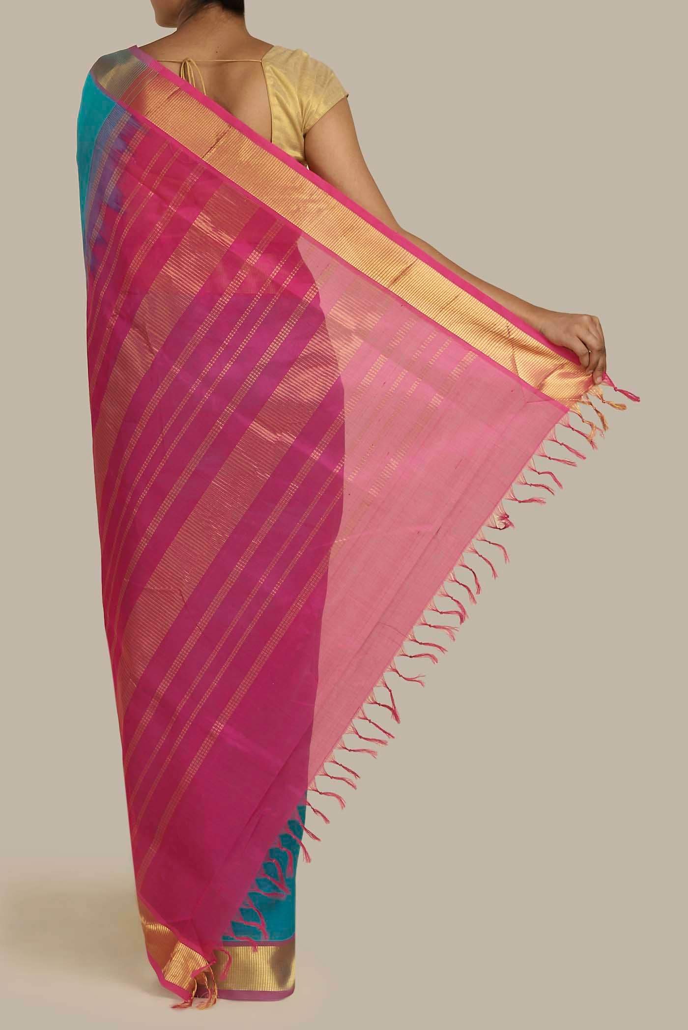 Blue Silk Cotton Saree