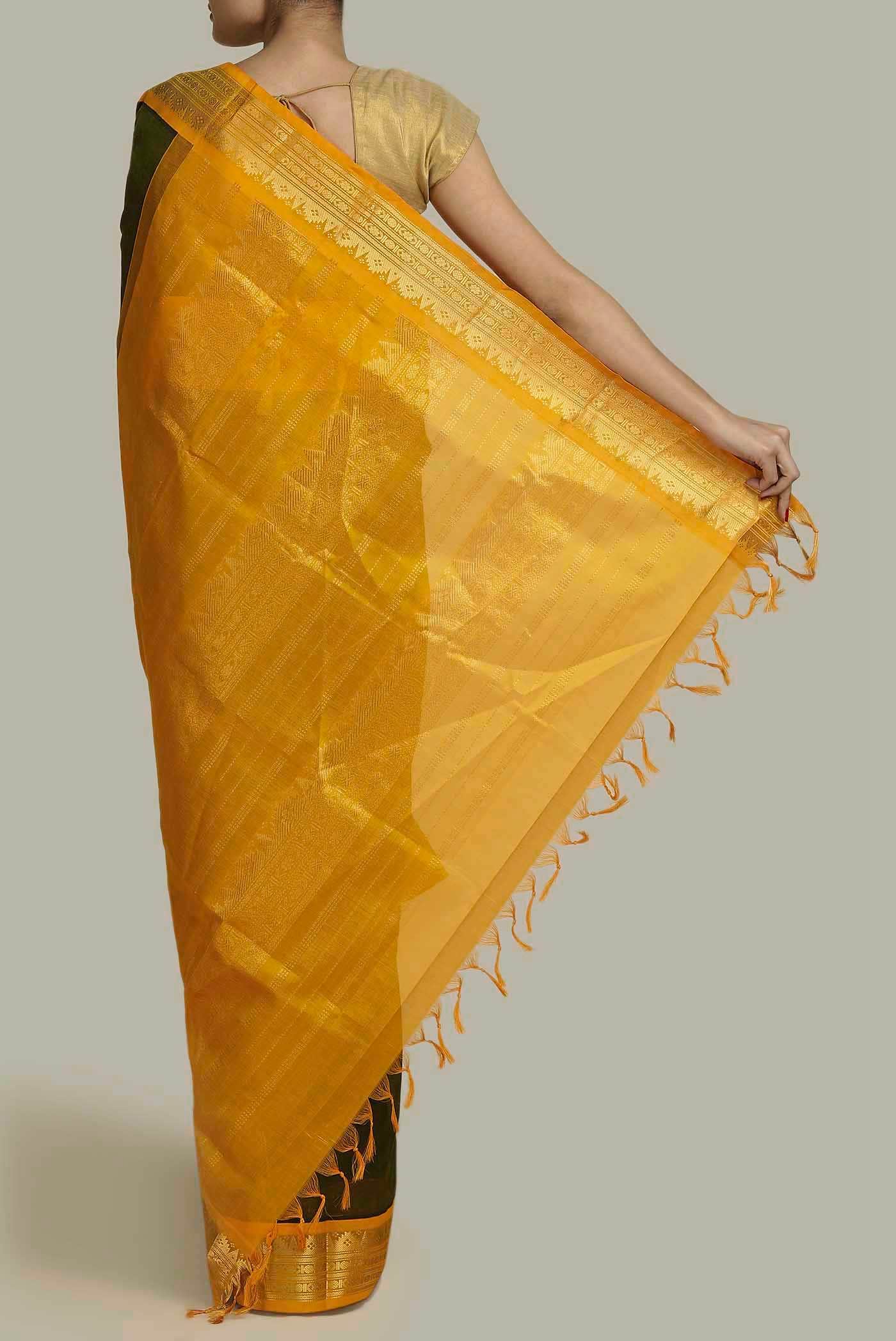 Green Silk Cotton Saree