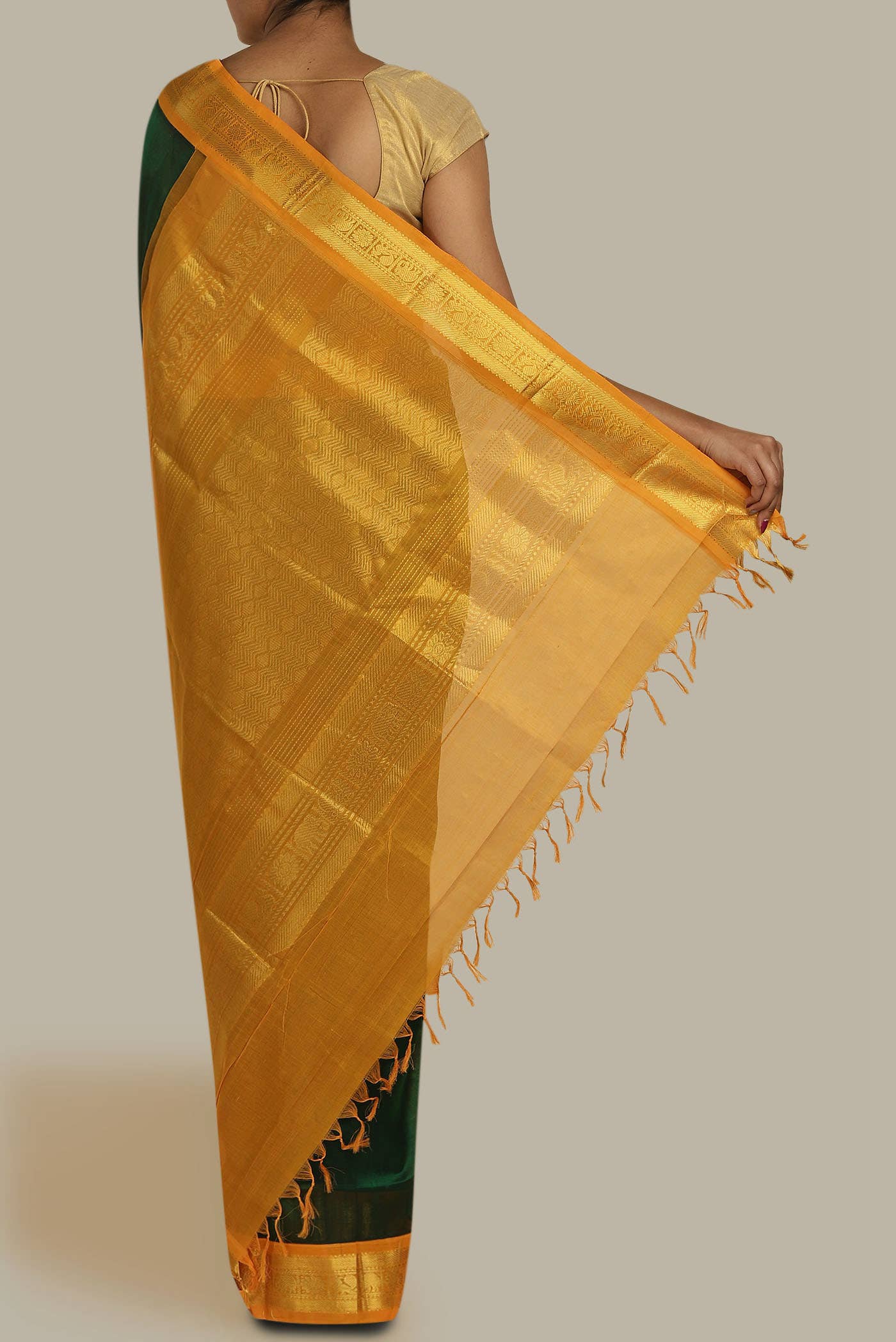 Bottle Green Silk Cotton Saree
