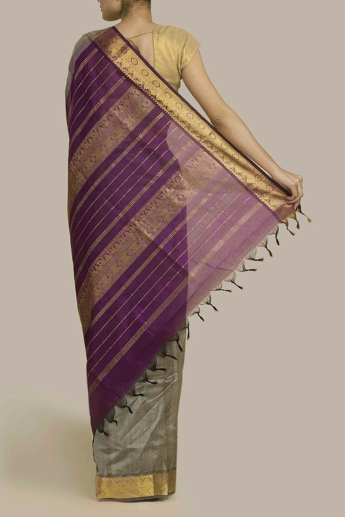 Grey Silk Cotton Saree