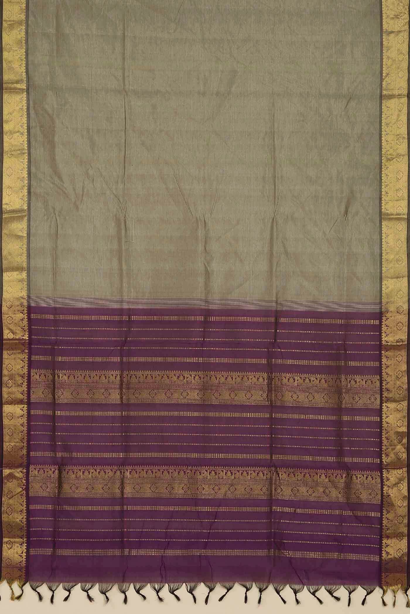 Grey Silk Cotton Saree