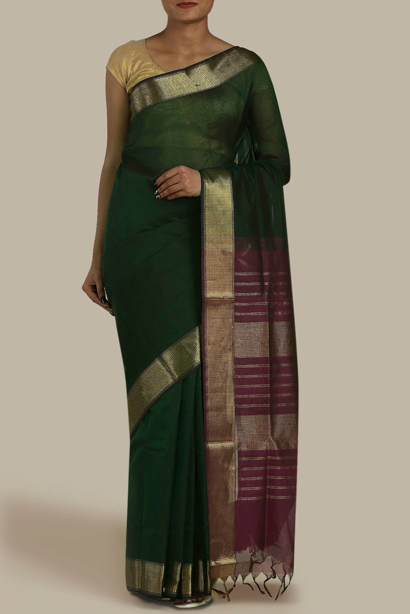 Green Silk Cotton Saree