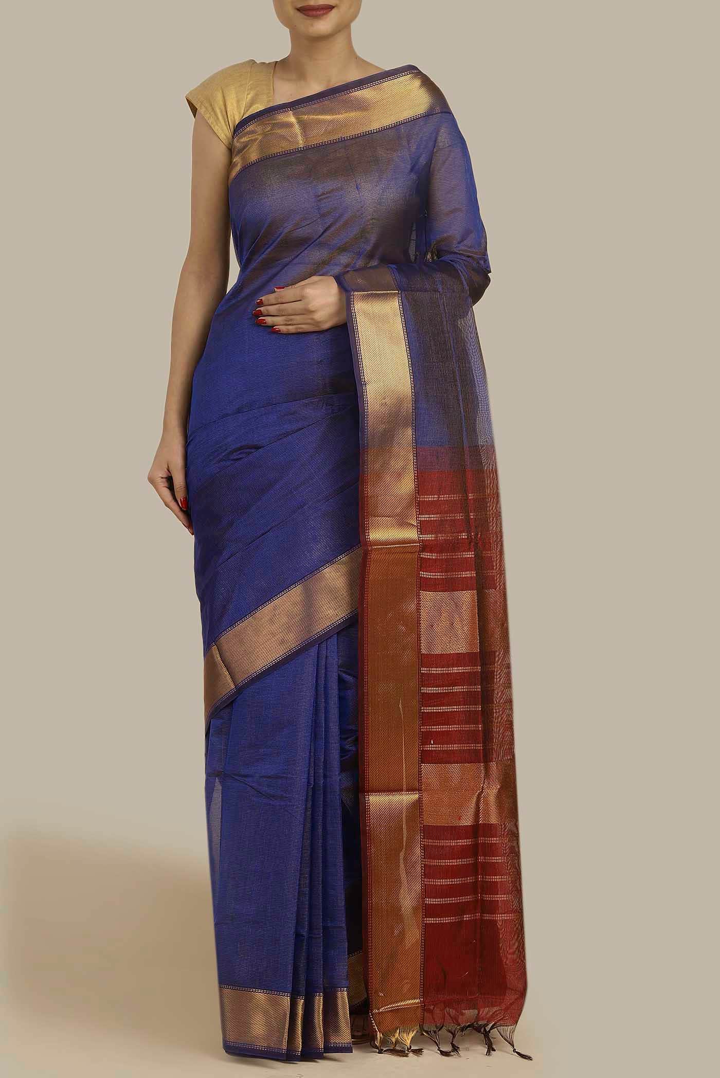 Blue Silk Cotton Saree
