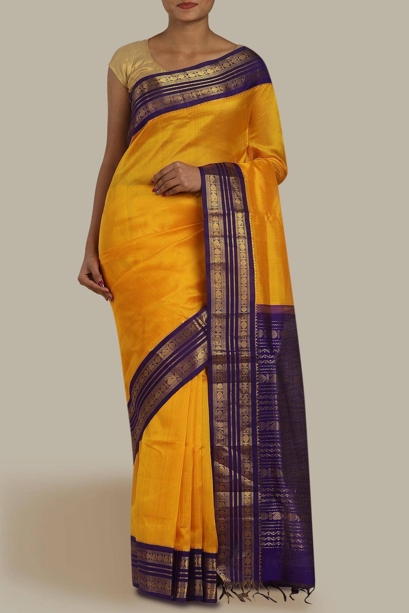 Yellow Silk Cotton Saree