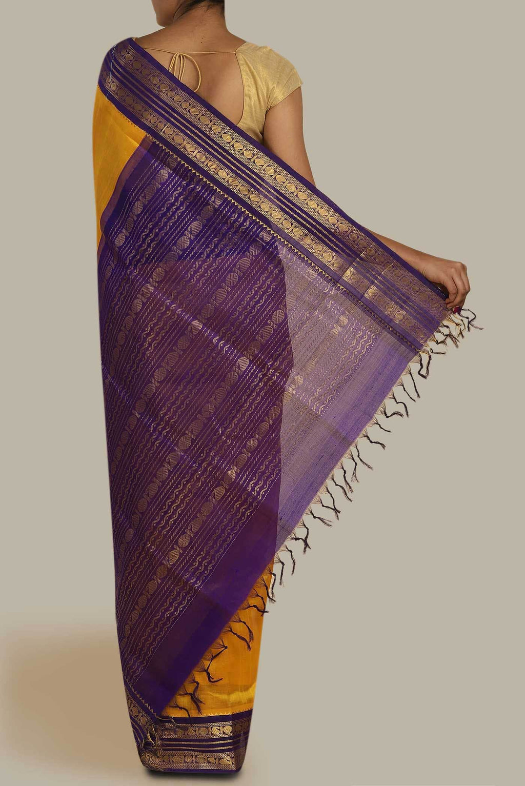 Yellow Silk Cotton Saree