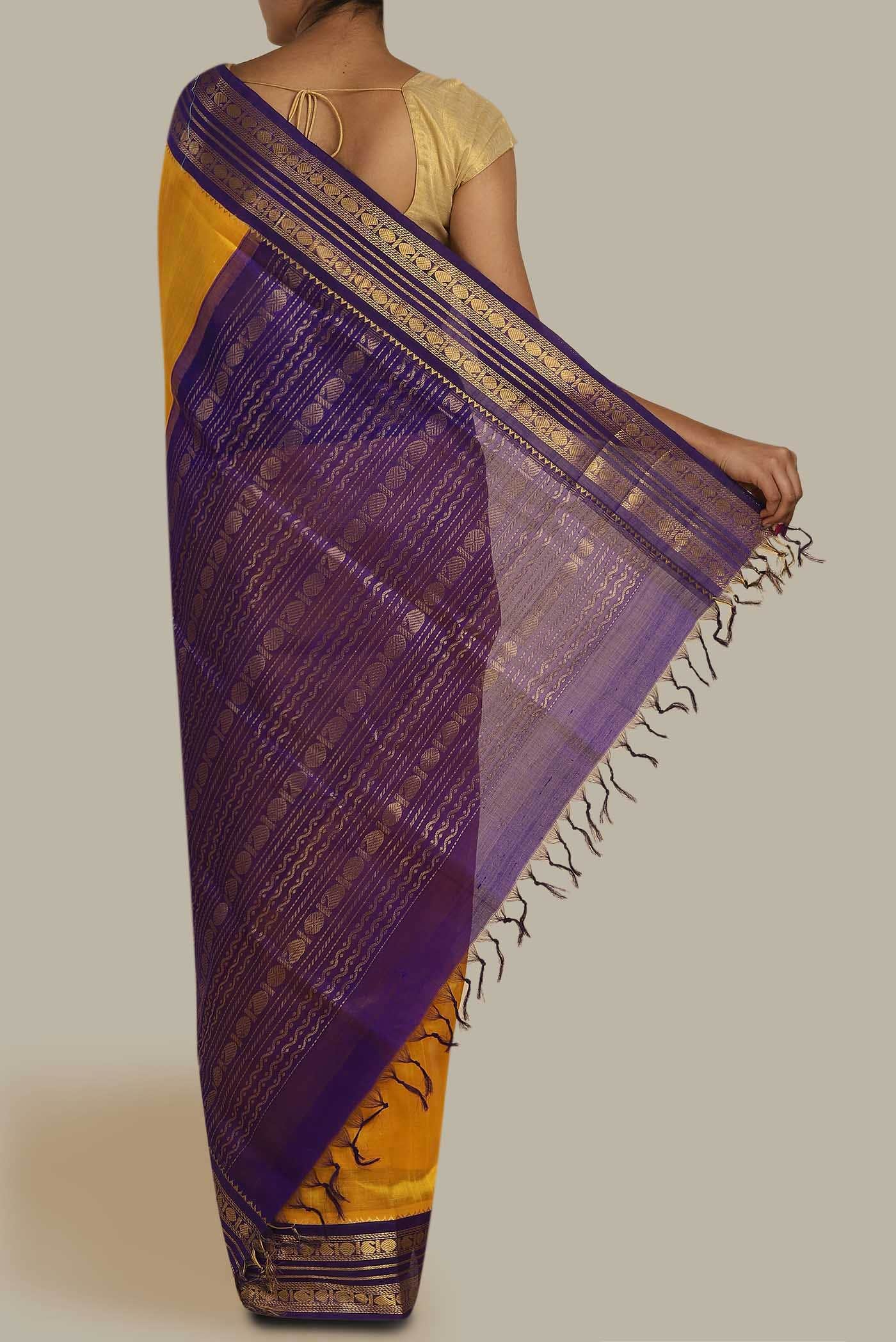 Yellow Silk Cotton Saree