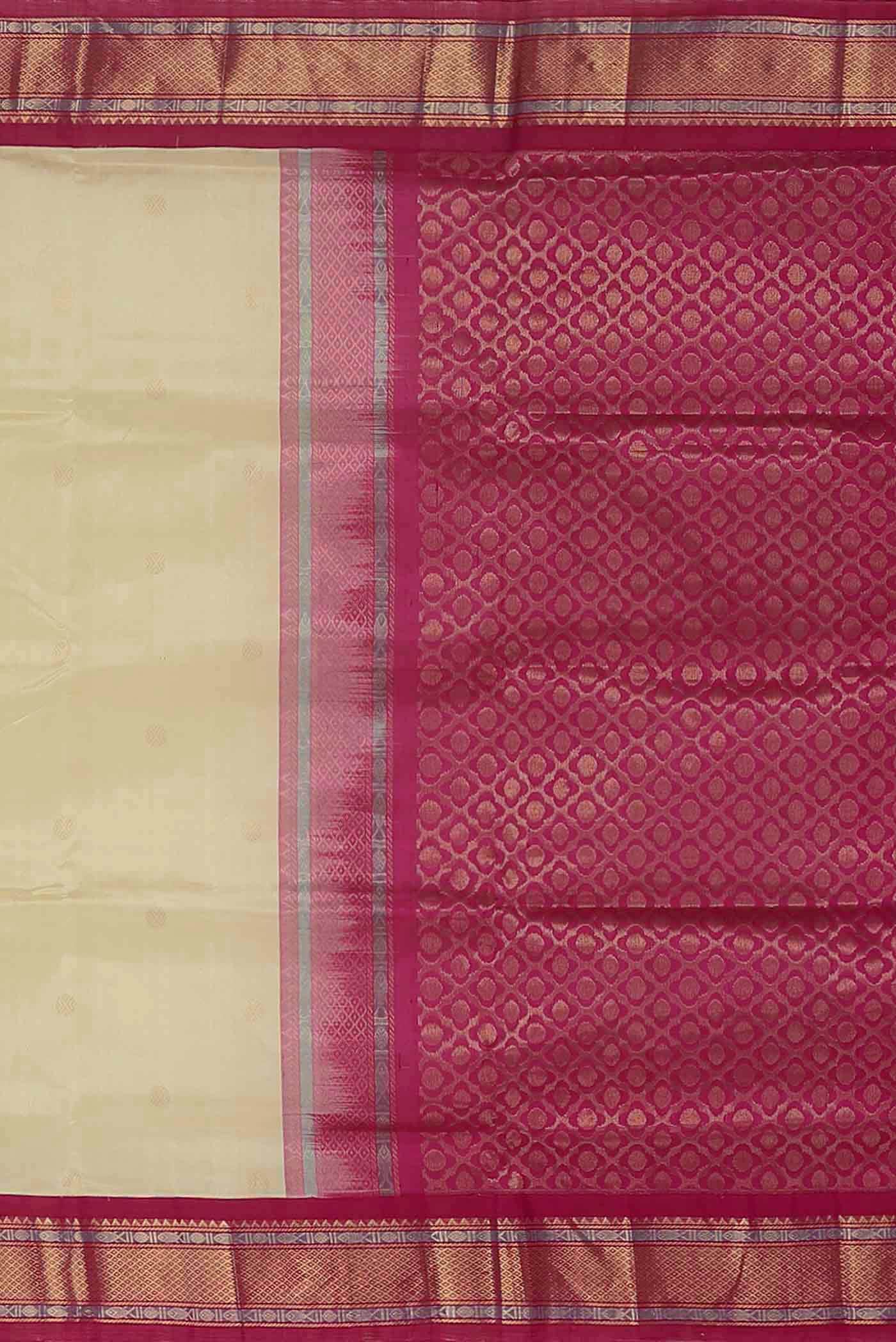 Cream Silk Cotton Saree