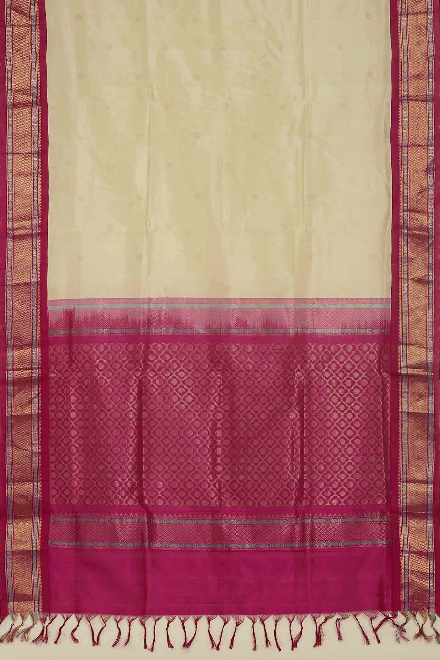 Cream Silk Cotton Saree