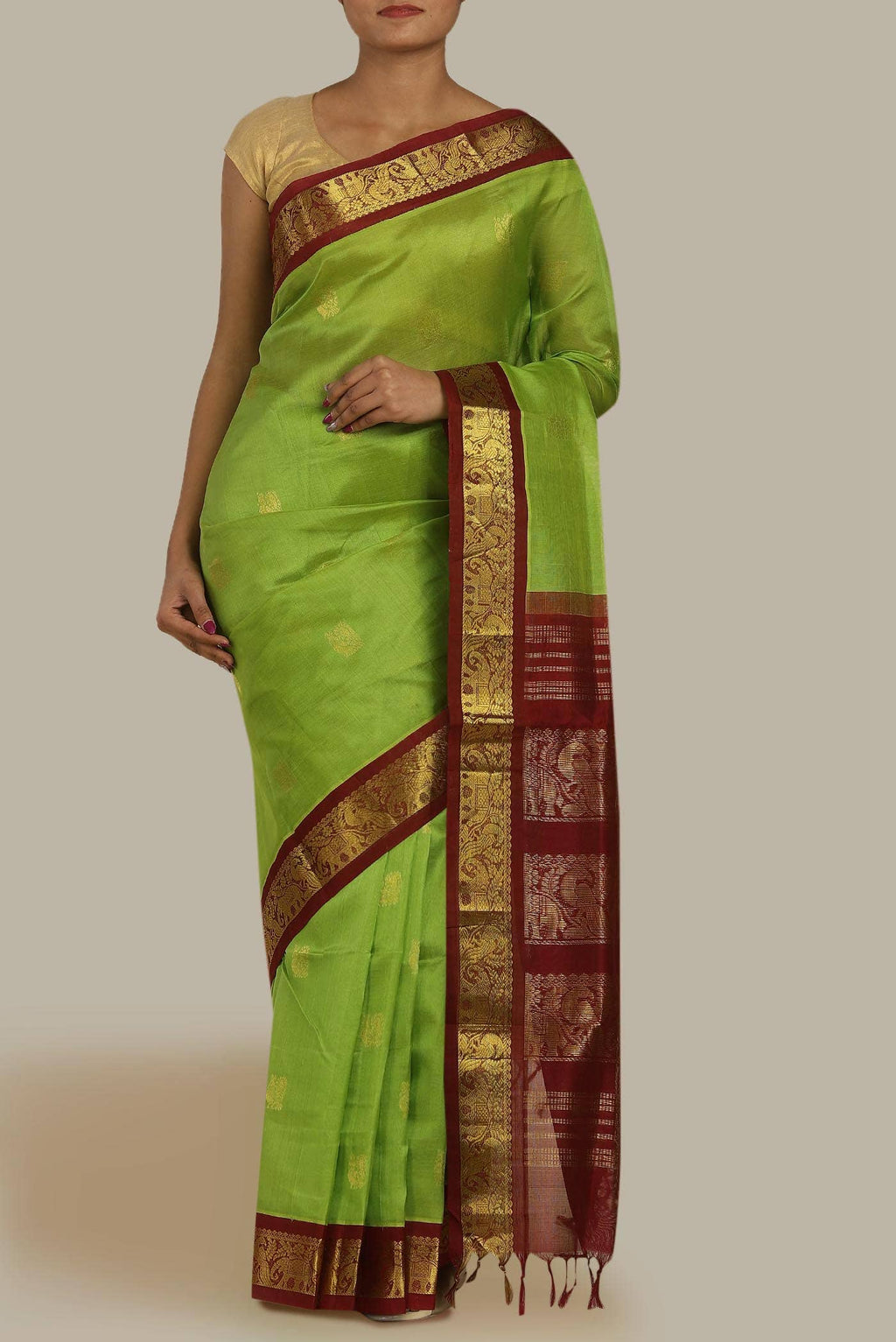 Green Silk Cotton Saree