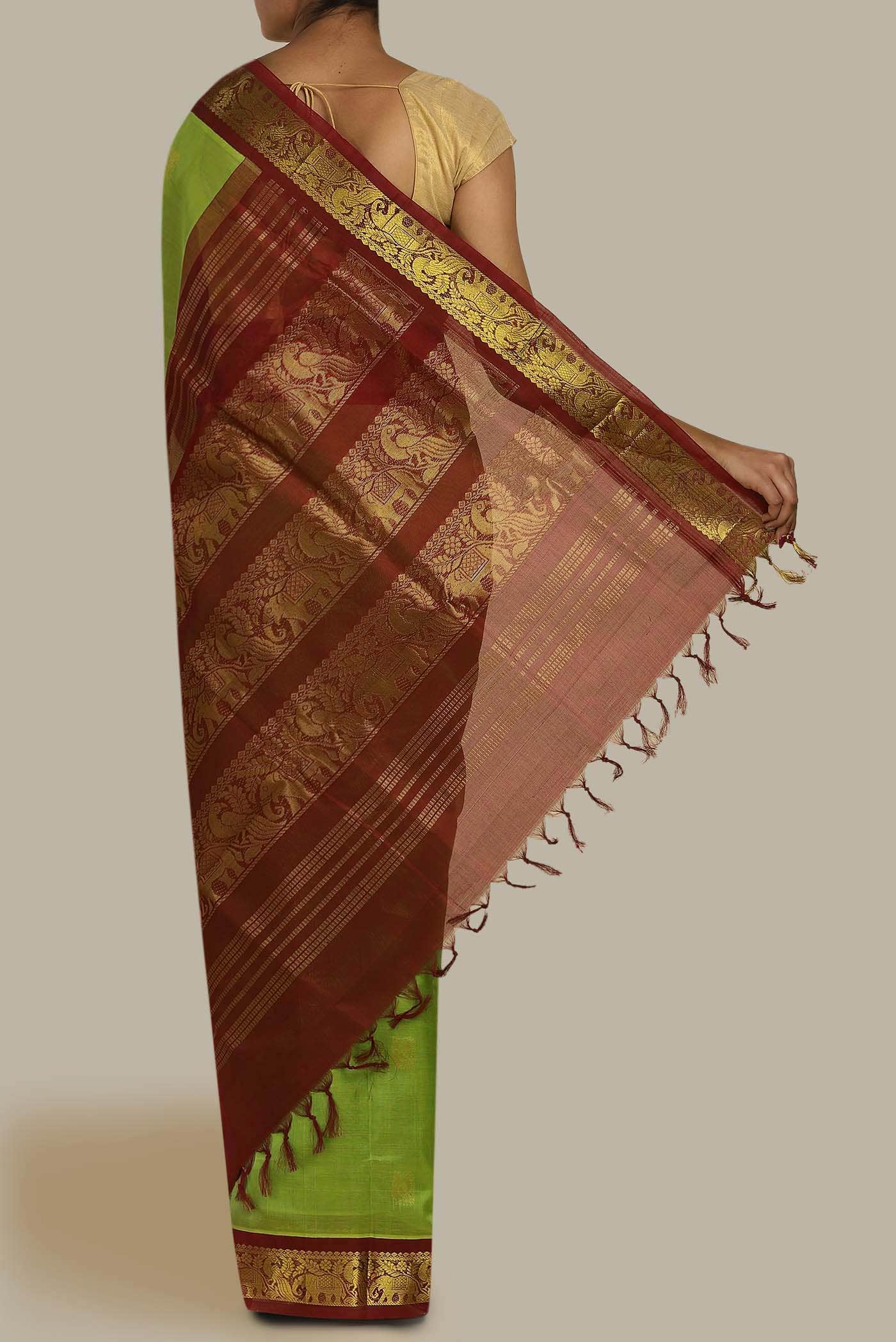 Green Silk Cotton Saree
