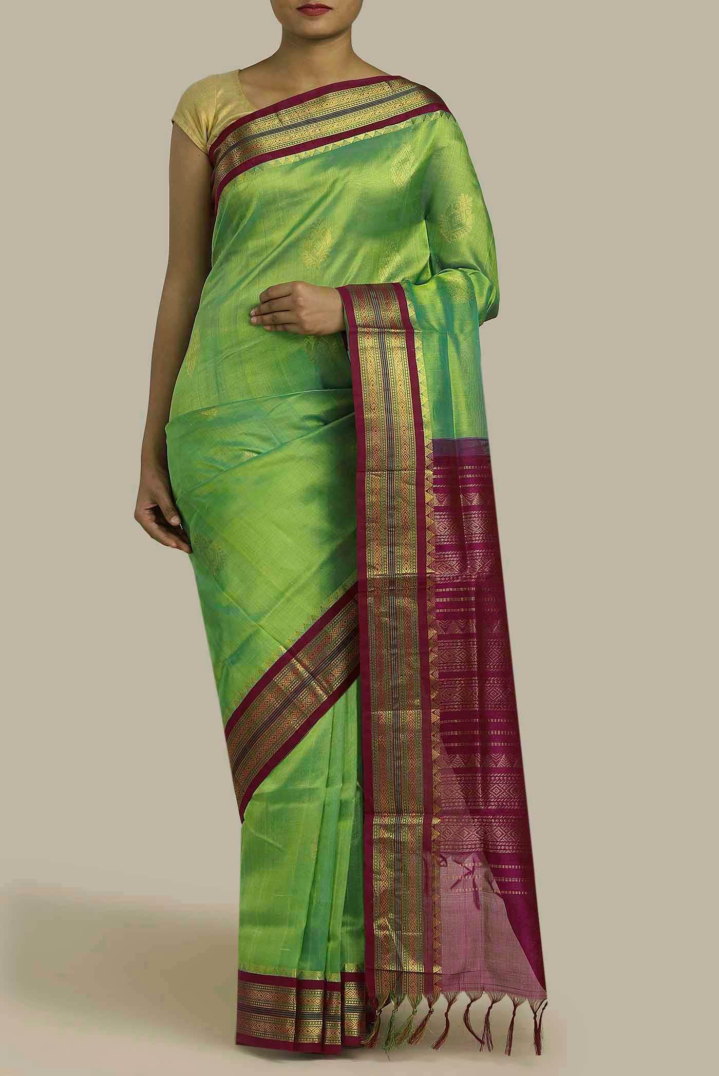 Green Silk Cotton Saree