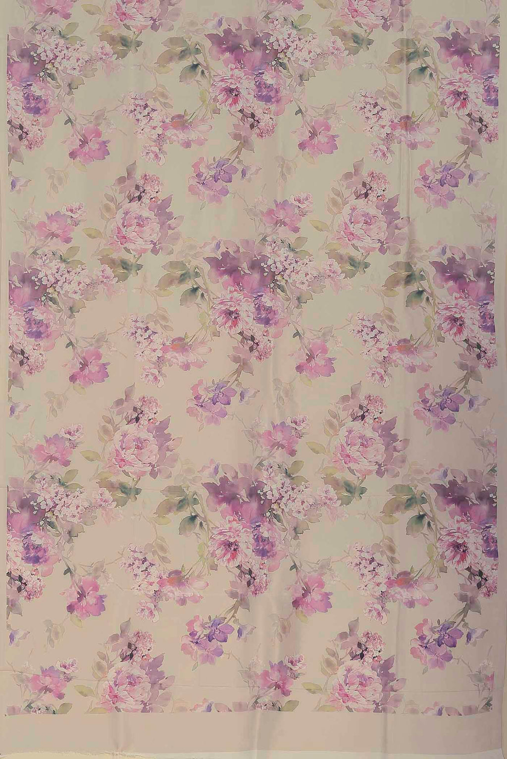 Cream Printed Silk Saree