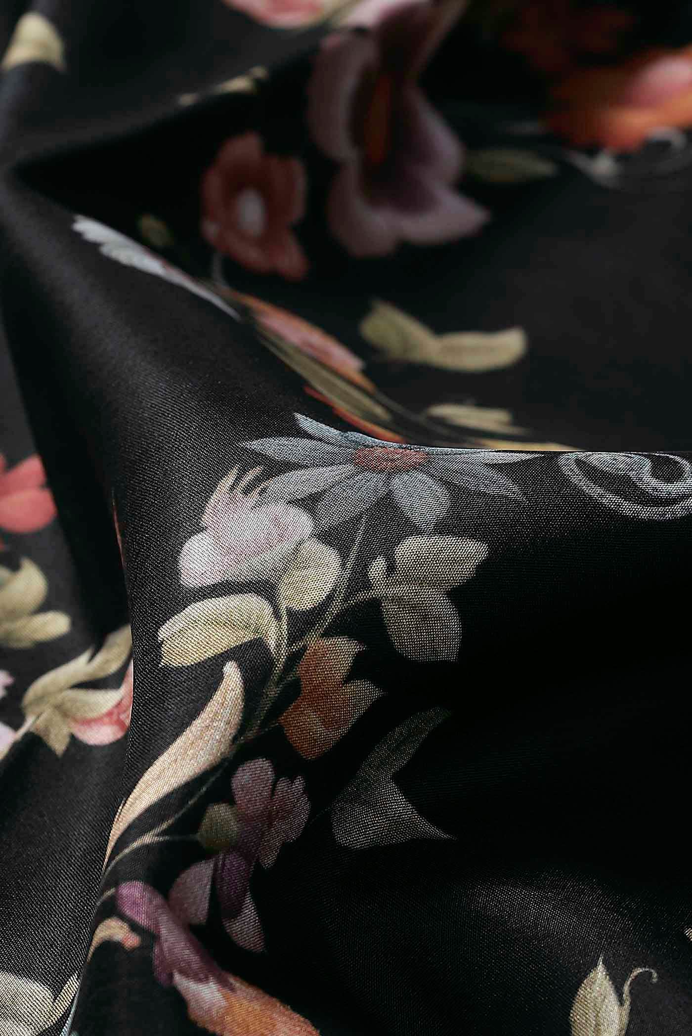 Black Printed Silk Saree
