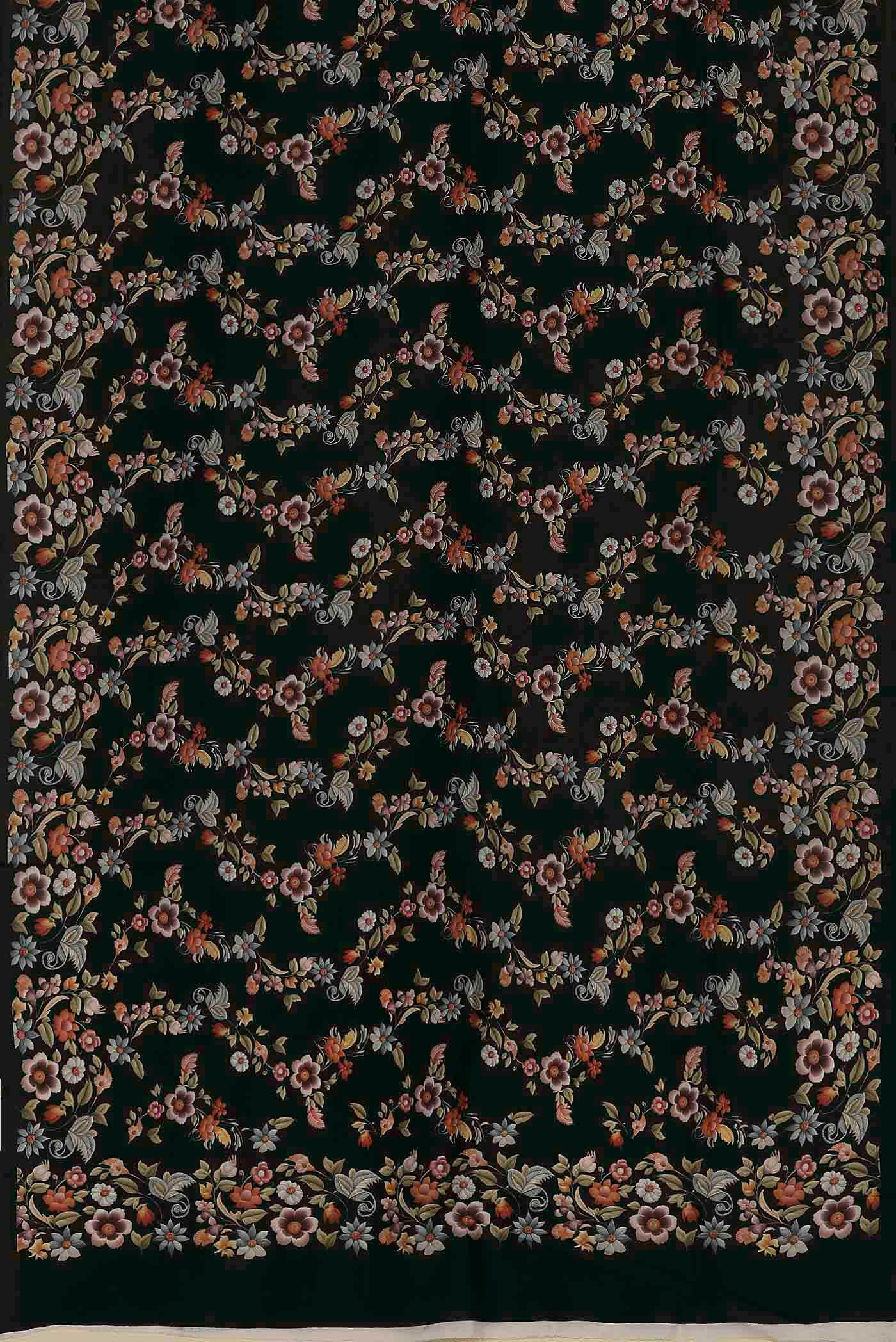 Black Printed Silk Saree