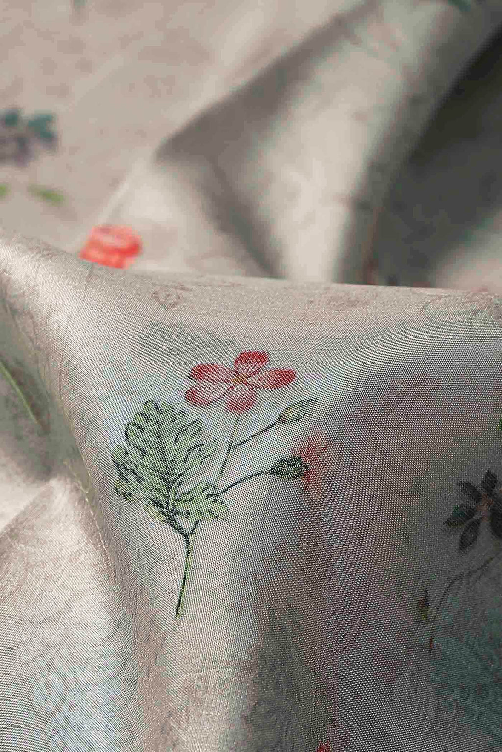 Beige Printed Silk Saree