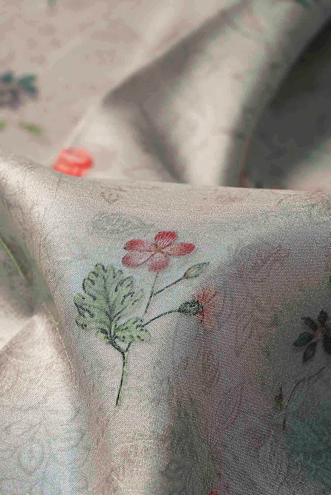 Beige Printed Silk Saree