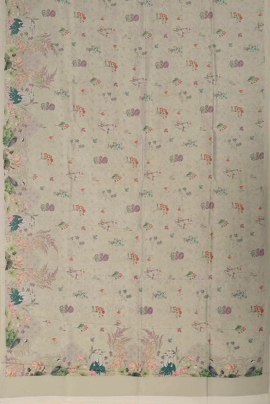 Beige Printed Silk Saree