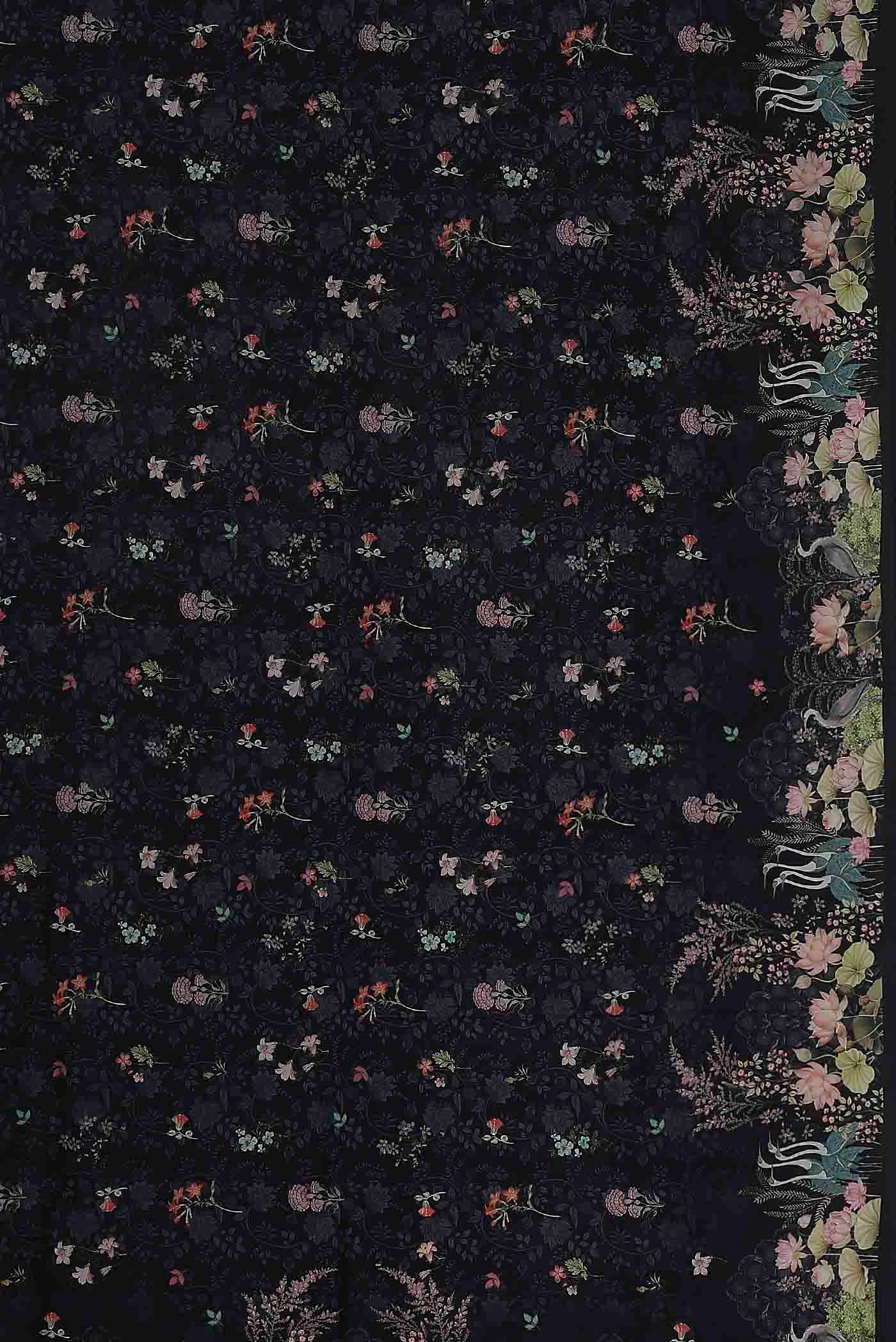 Black Printed Silk Saree