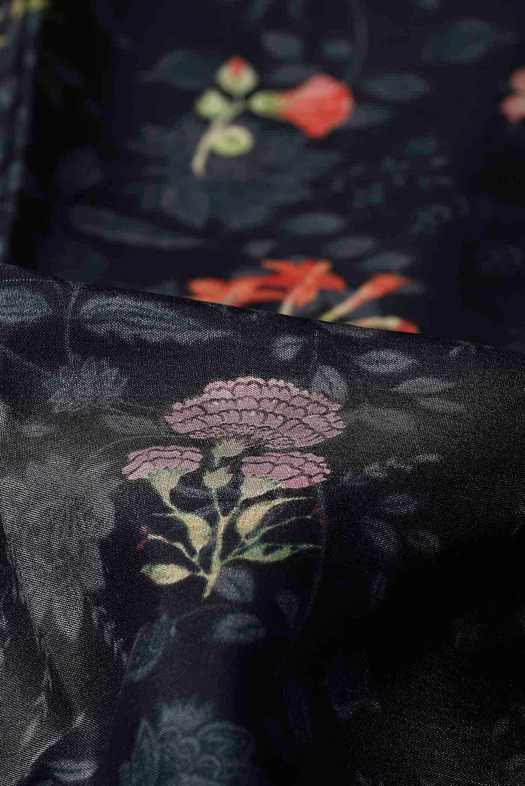 Black Printed Silk Saree