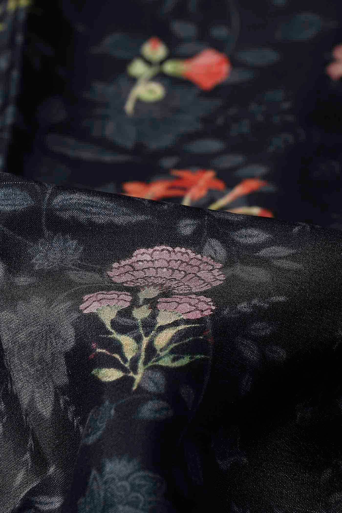Black Printed Silk Saree