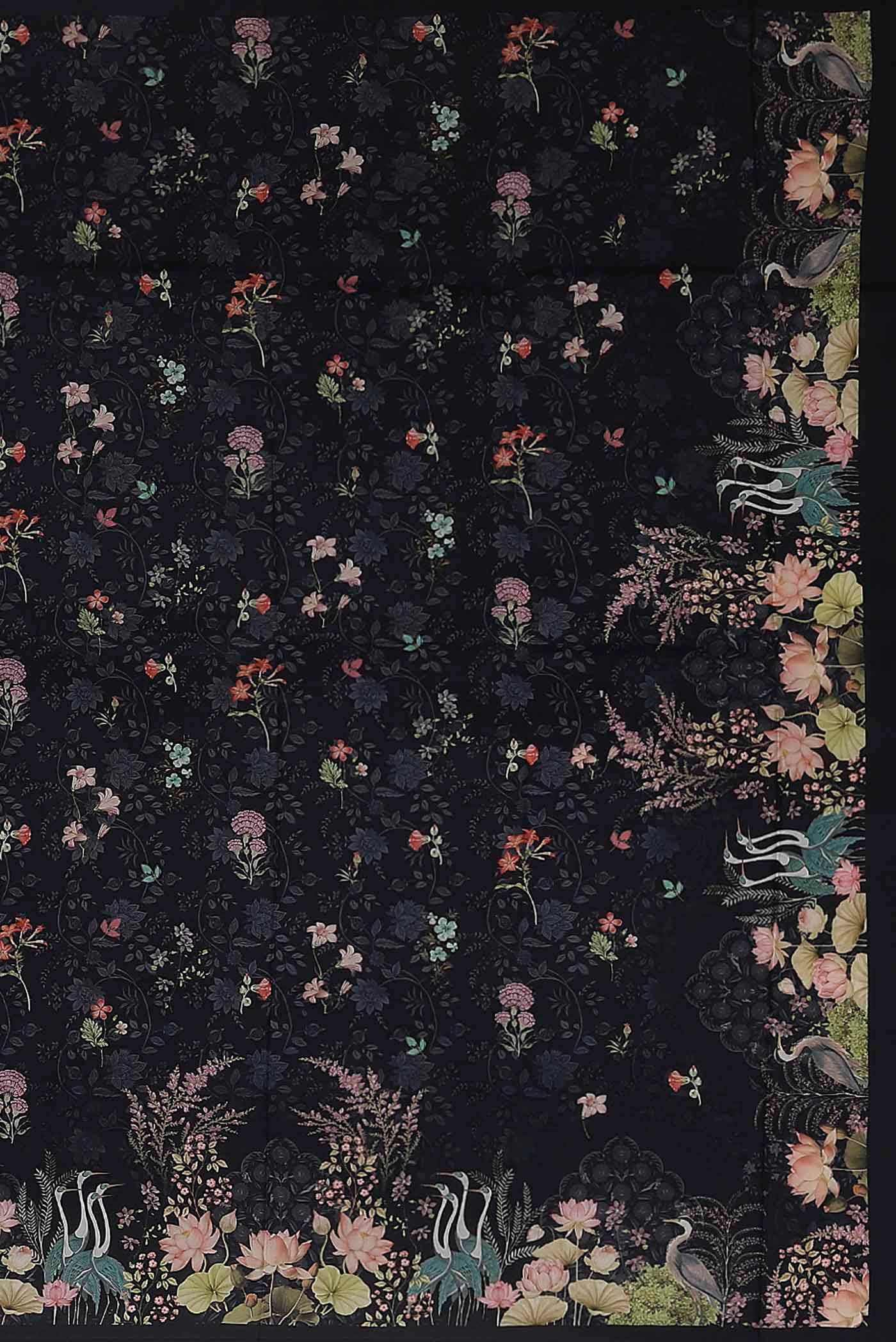 Black Printed Silk Saree