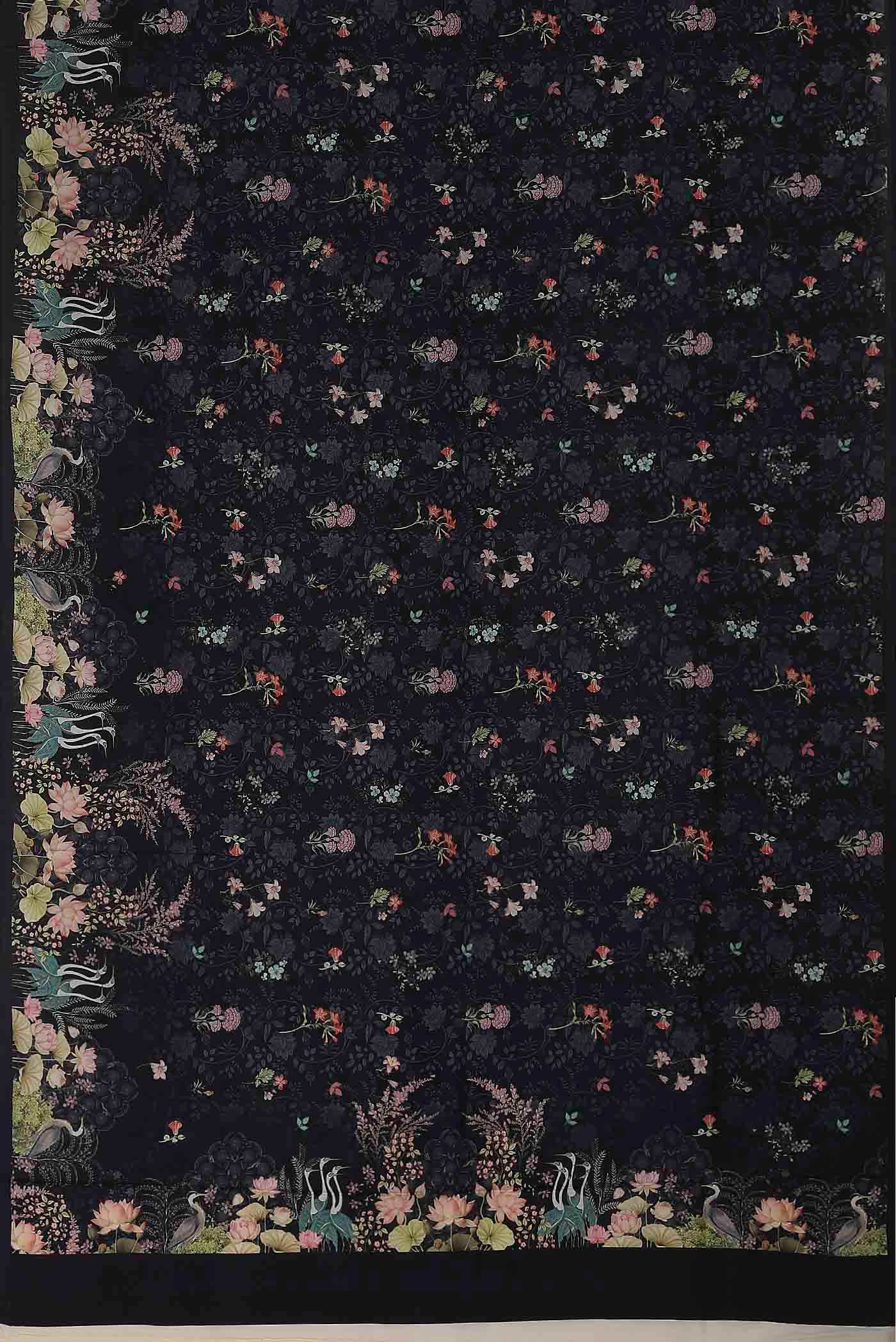 Black Printed Silk Saree