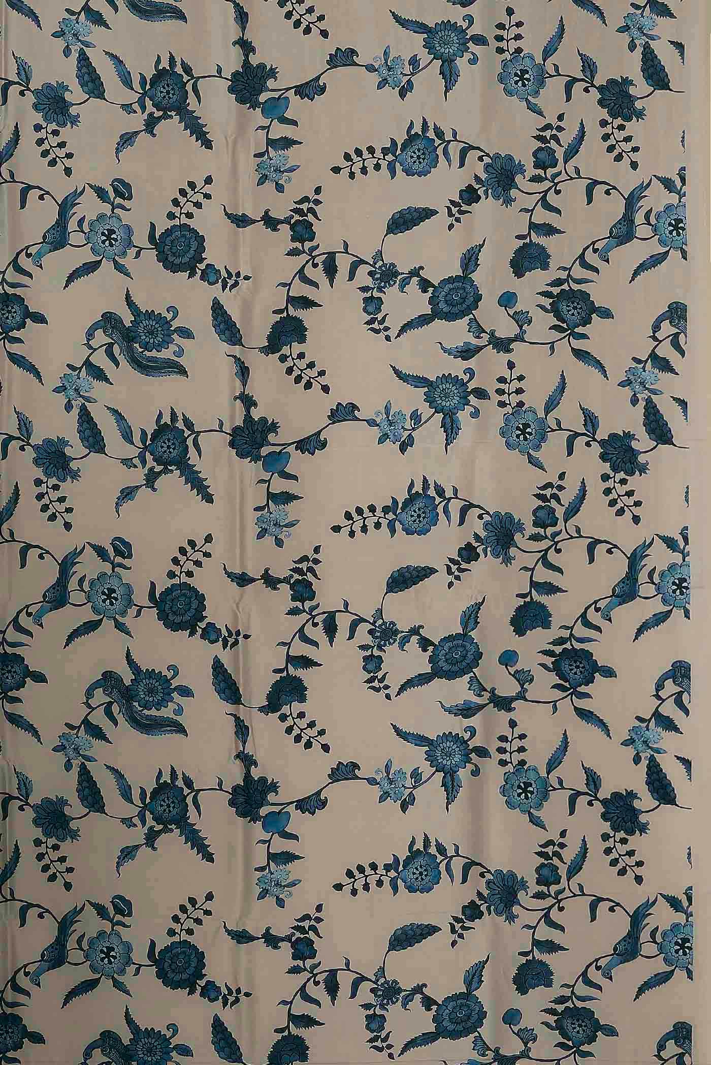 Beige Printed Silk Saree