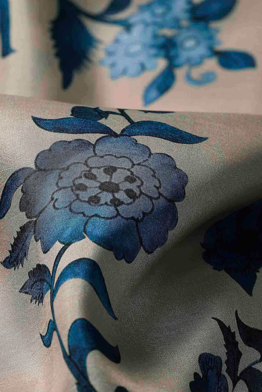 Beige Printed Silk Saree