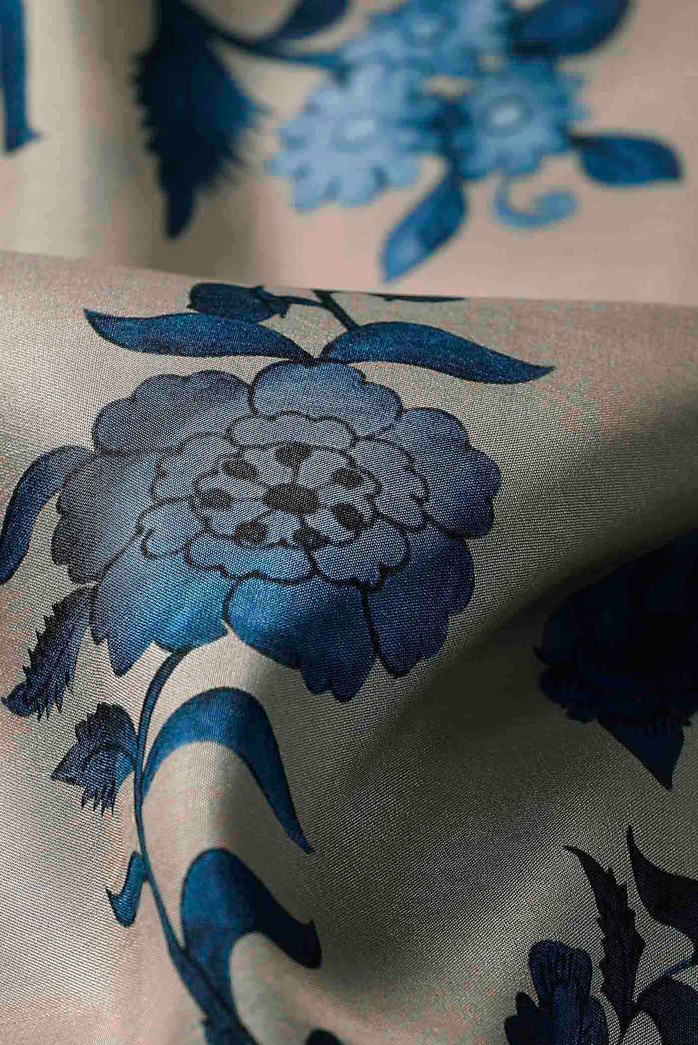 Beige Printed Silk Saree