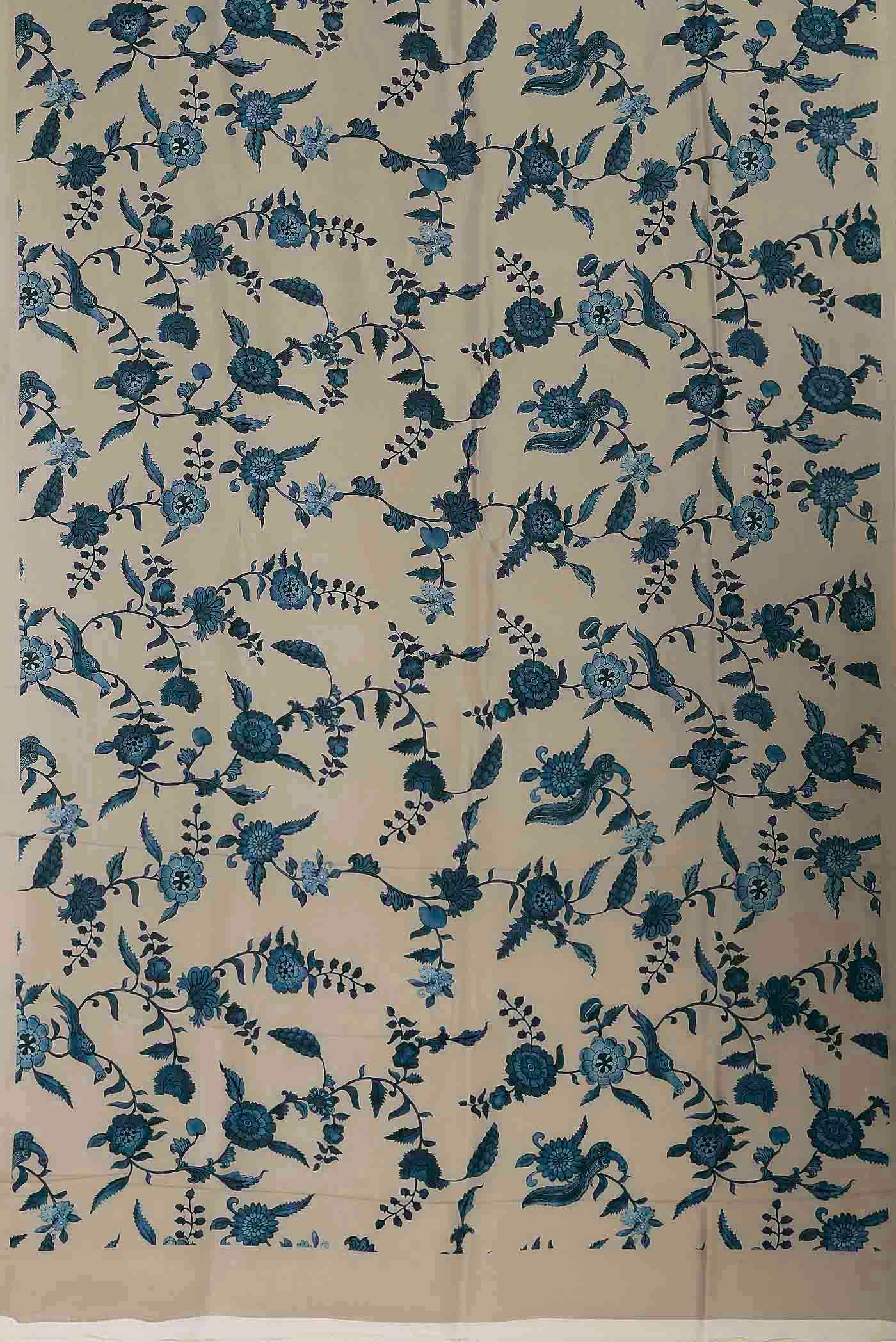 Beige Printed Silk Saree