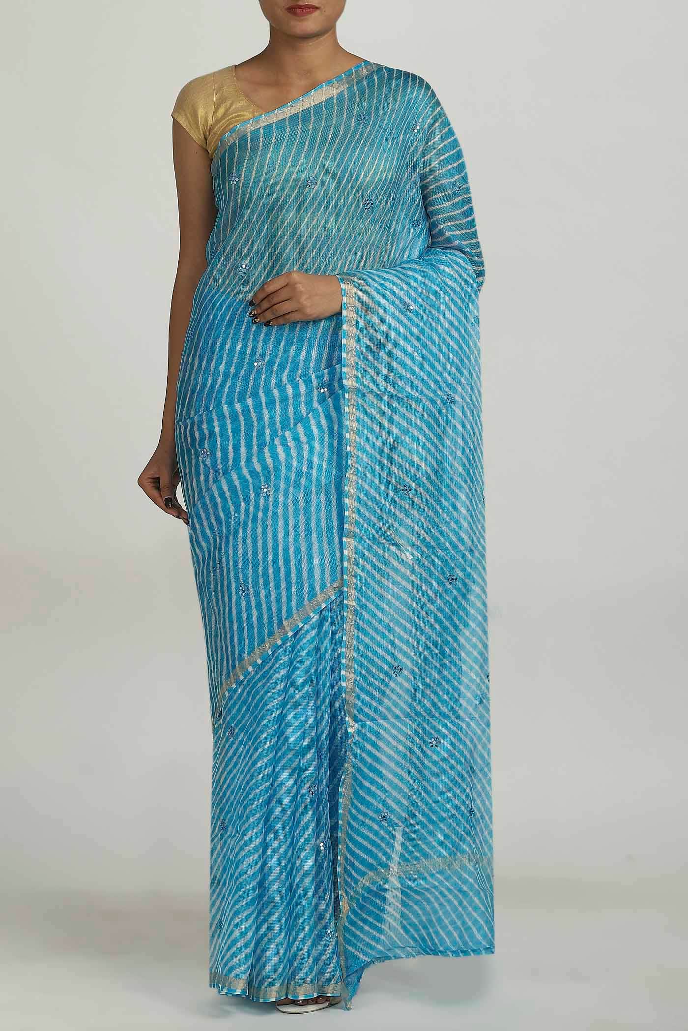 Blue Bandhani Georgette Saree